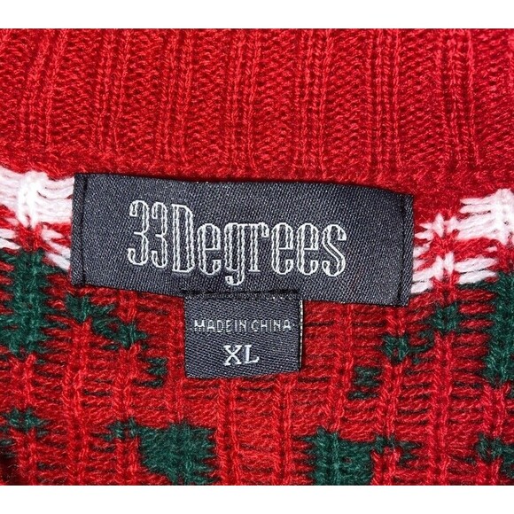 33 Degrees Sweater Women's XL Christmas Green White Llama - Picture 3 of 13